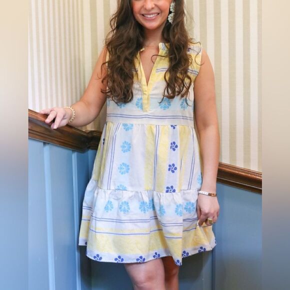 Kasia | Milos Mini Dress in Yellow / Blue - Picture 3 of 3